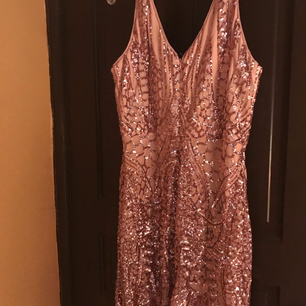 New W/O Tags, Rose Gold Evening Gown by Night Way. - Picture 9 of 14